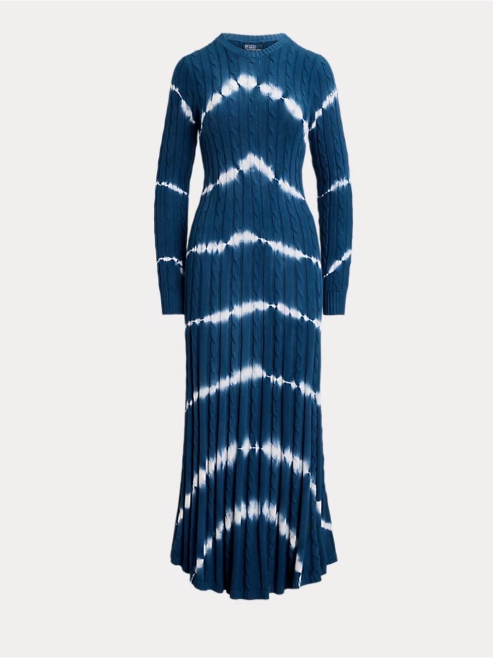 Ralph Lauren Navy & White Cable-Knit Tie-Dye Maxi Dress